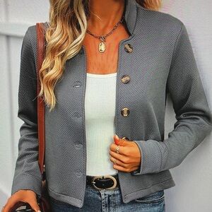 Women's Gray Button-Up Jacket